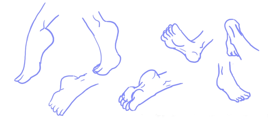 How to draw a feet - step by step tutorial